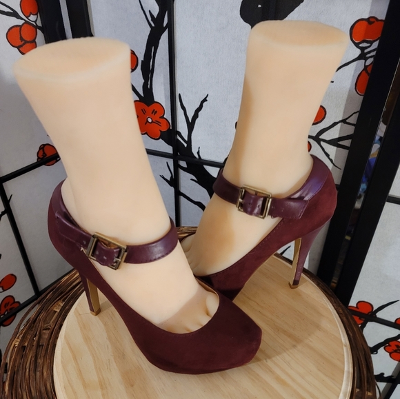 PENNY LOVES KENNY MARY JANE SNKLE STRAP SUEDE LEATHER HEELS/SIZE 7 - Picture 11 of 11